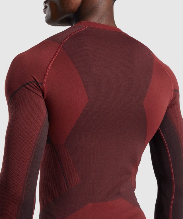 Gymshark Free Force Seamless Tişört Erkek Bordo | 610-IHZDXR