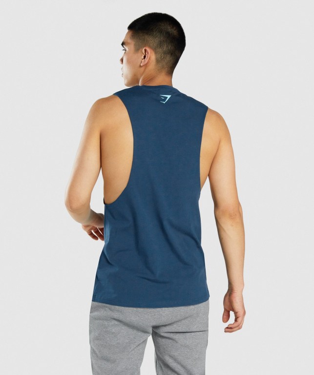 Gymshark GSLC Collegiate Drop Arm Atlet Erkek Lacivert | 354-UTNGCZ