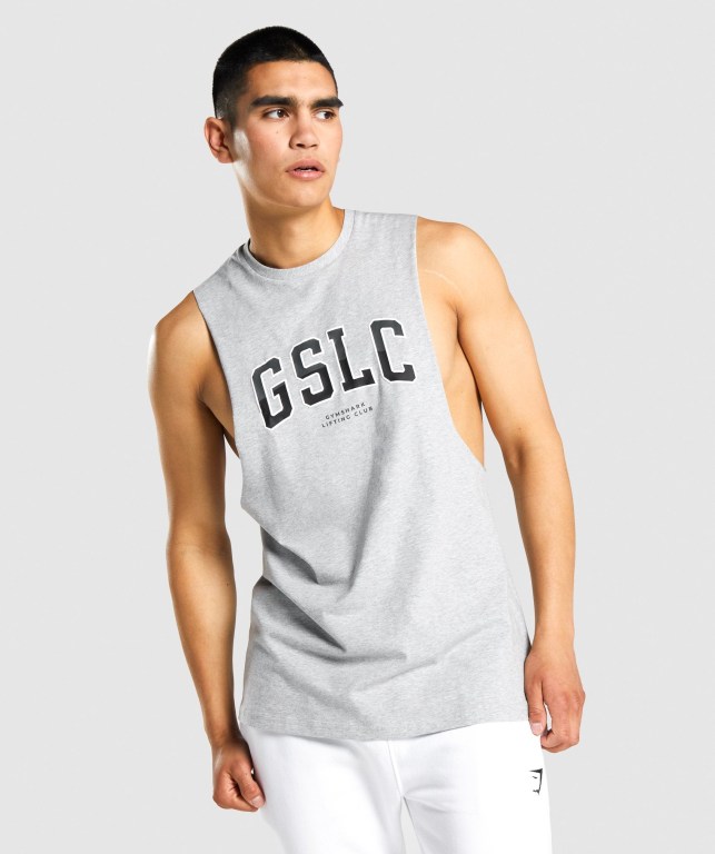 Gymshark GSLC Collegiate Drop Arm Atlet Erkek Açık Gri | 932-UYWAIK