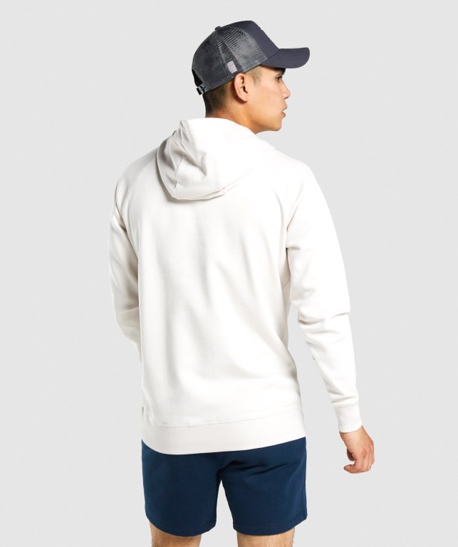 Gymshark GSLC Collegiate Kapüşonlu Sweatshirt Erkek Krema | 459-OVBWEJ