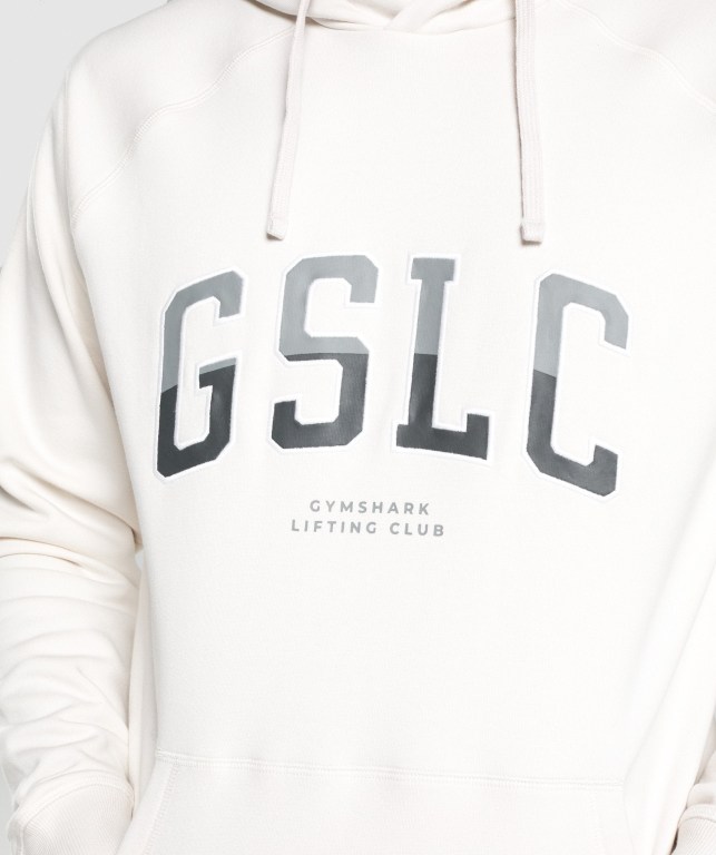 Gymshark GSLC Collegiate Kapüşonlu Sweatshirt Erkek Krema | 459-OVBWEJ