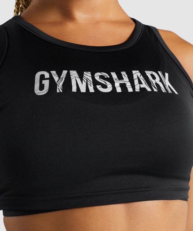 Gymshark GS Power Crop Top Tişört Kadın Siyah | 284-HUSBDZ