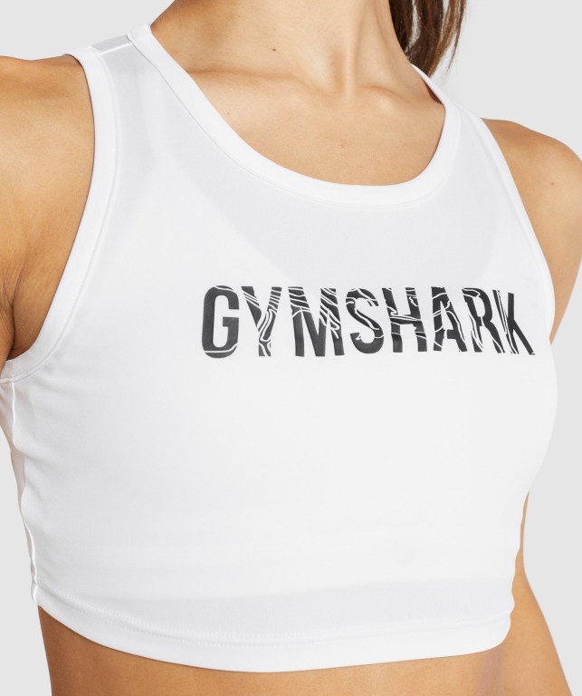 Gymshark GS Power Crop Top Tişört Kadın Beyaz | 295-CLTSJN