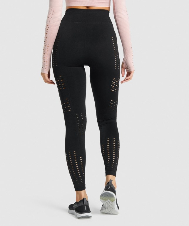 Gymshark Glow Seamless Tights High Waisted Tayt Kadın Siyah | 946-PYTDLG