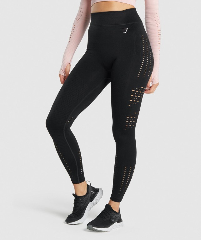 Gymshark Glow Seamless Tights High Waisted Tayt Kadın Siyah | 946-PYTDLG