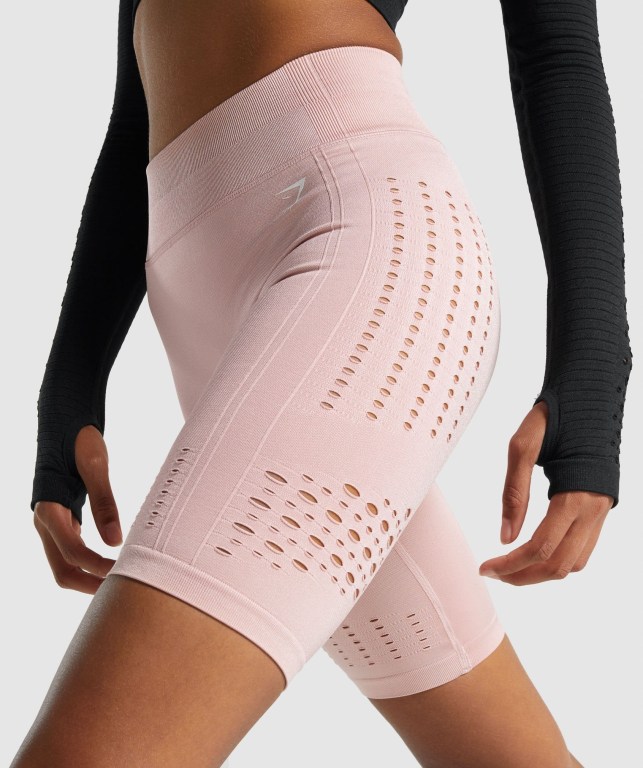 Gymshark Glow Seamless Şort Kadın Açık Pembe | 496-KDSOTX