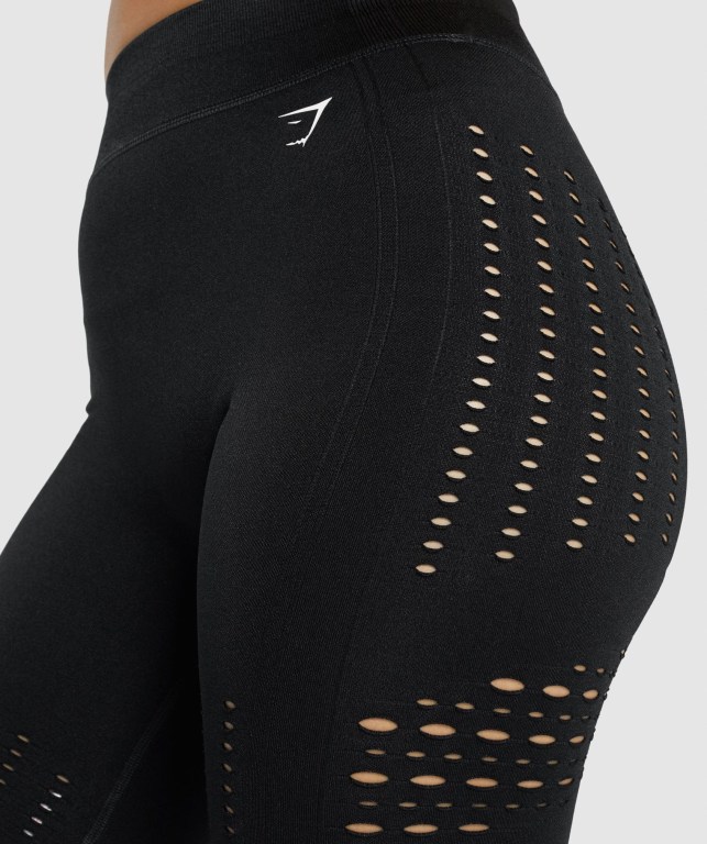 Gymshark Glow Seamless Şort Kadın Siyah | 584-IYUKLN