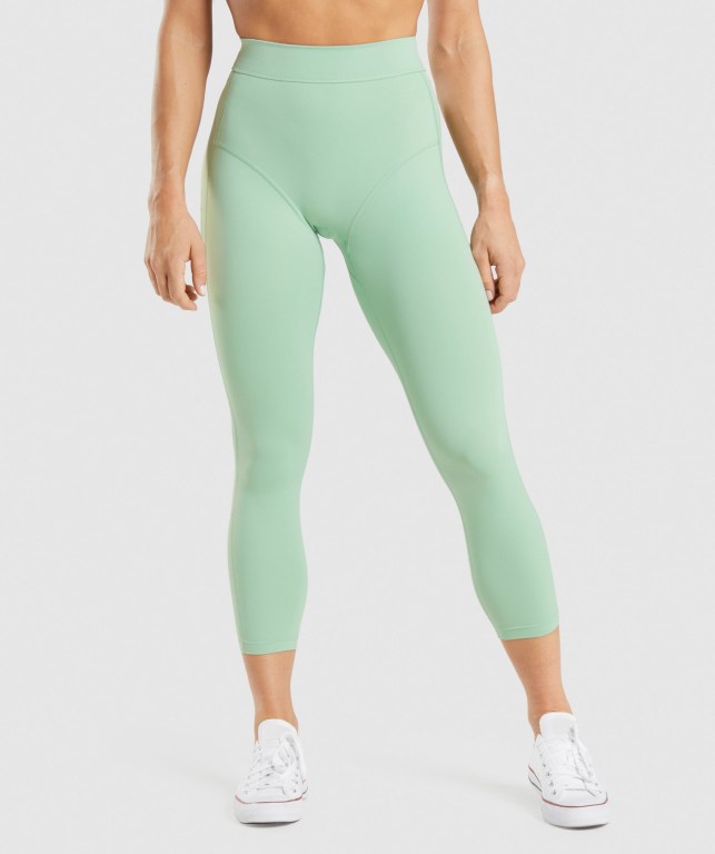 Gymshark KK Fit 7/8 High Waisted Tayt Kadın Yeşil | 412-OEPXLB