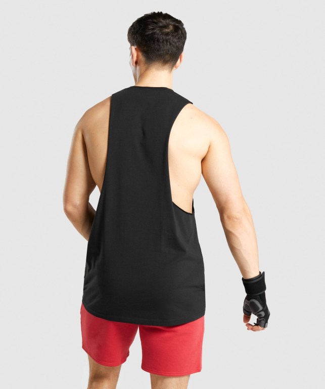 Gymshark Legacy Drop Arm Atlet Erkek Siyah Beyaz | 067-JBAGPK