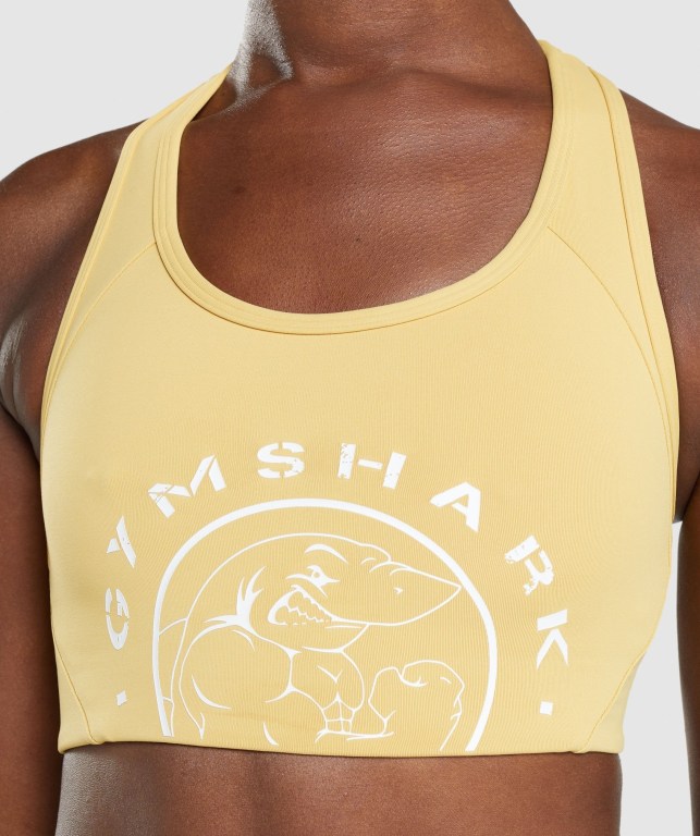 Gymshark Legacy Graphic Spor Sütyeni Kadın Sarı | 947-ZSWYHE