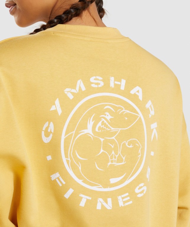 Gymshark Legacy Graphic Sweatshirt Kapüşonlu Sweatshirt Kadın Sarı | 052-XDYAUP