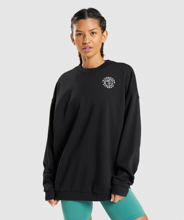 Gymshark Legacy Graphic Sweatshirt Kapüşonlu Sweatshirt Kadın Siyah | 429-MEOVLZ