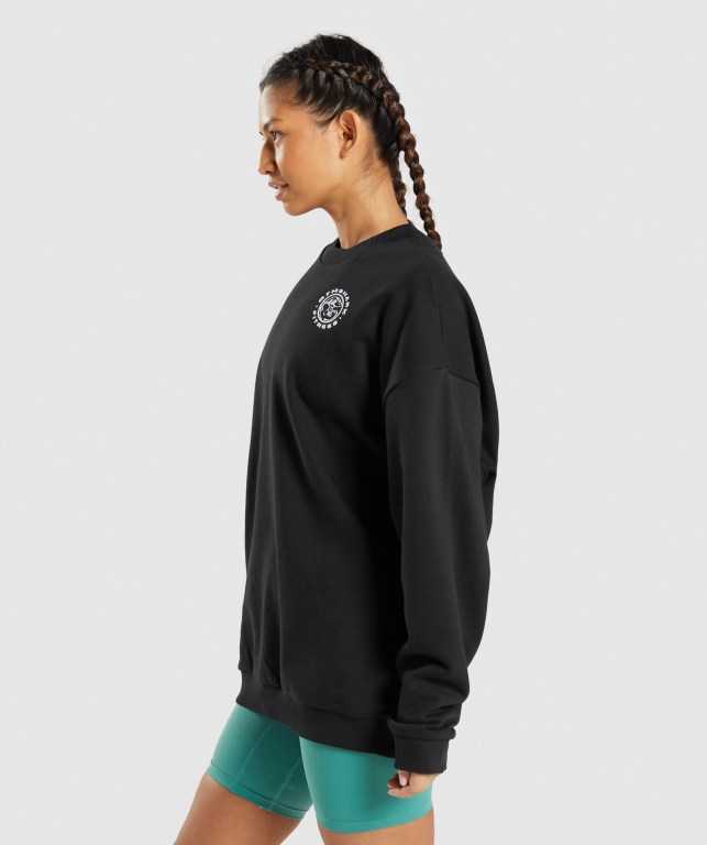 Gymshark Legacy Graphic Sweatshirt Kapüşonlu Sweatshirt Kadın Siyah | 429-MEOVLZ