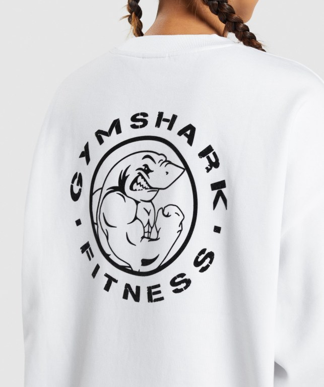 Gymshark Legacy Graphic Sweatshirt Kapüşonlu Sweatshirt Kadın Beyaz | 537-OZJGTS