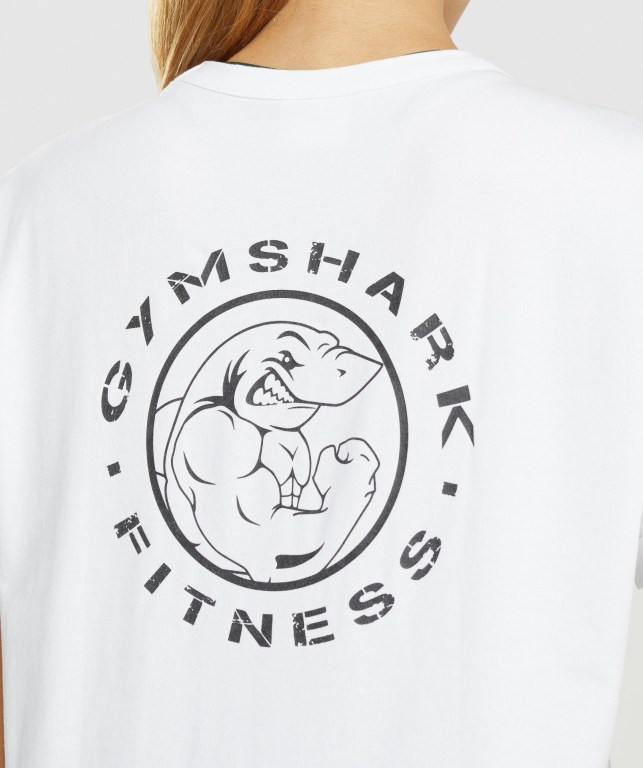 Gymshark Legacy Graphic Tişört Kadın Beyaz | 813-FPOIWG