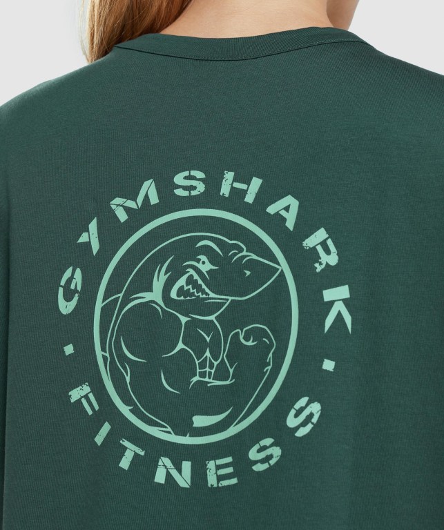 Gymshark Legacy Graphic Tişört Kadın Koyu Yeşil | 018-HJKXQC