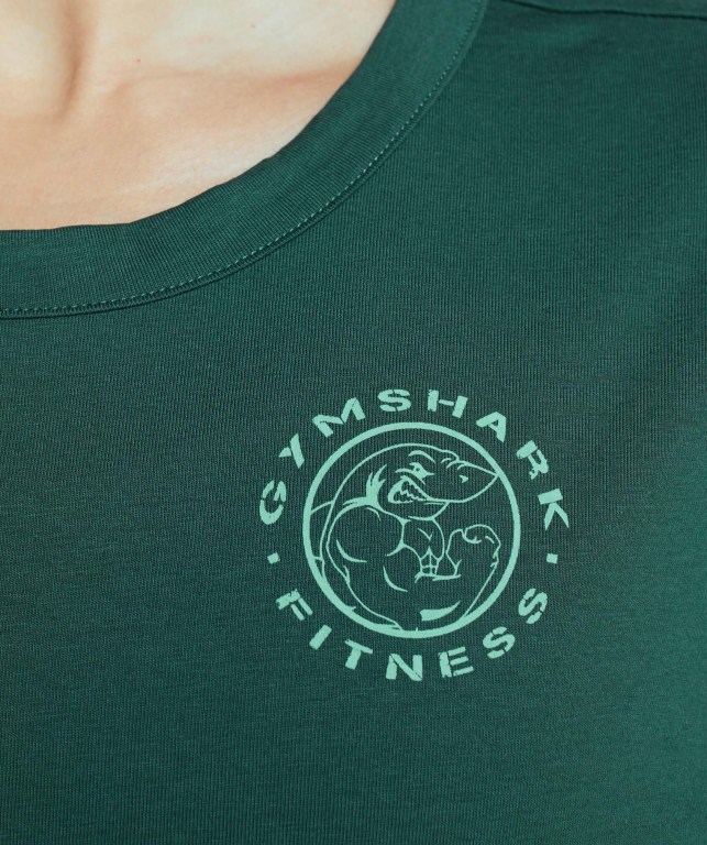 Gymshark Legacy Graphic Tişört Kadın Koyu Yeşil | 018-HJKXQC