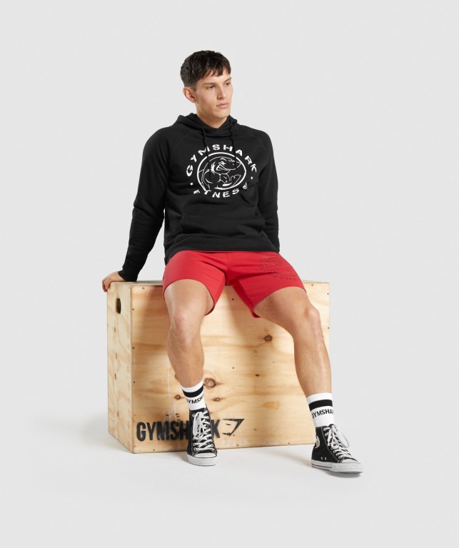 Gymshark Legacy Kapüşonlu Sweatshirt Erkek Siyah Beyaz | 648-UZBHPI