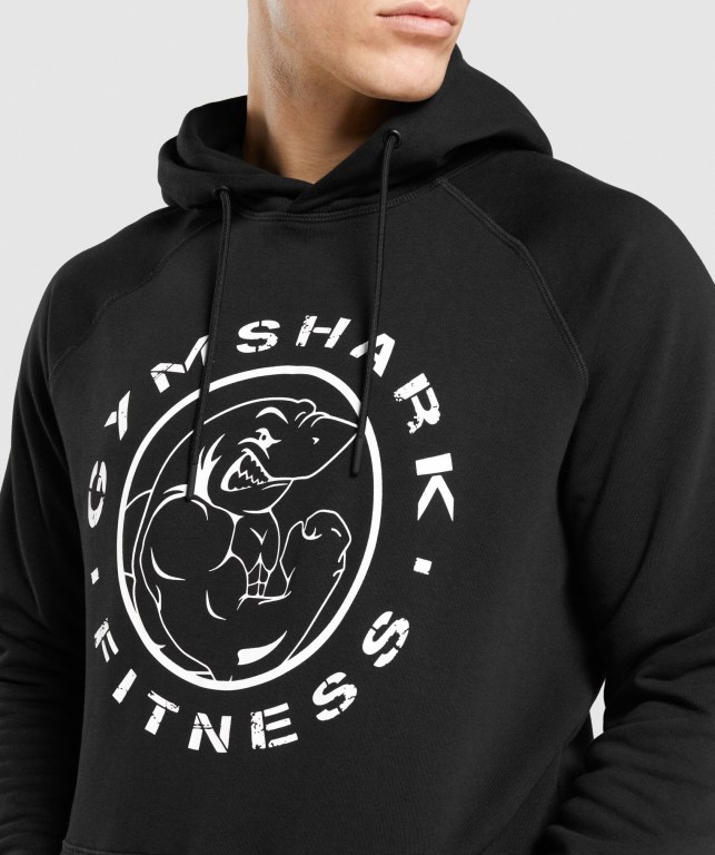 Gymshark Legacy Kapüşonlu Sweatshirt Erkek Siyah Beyaz | 648-UZBHPI