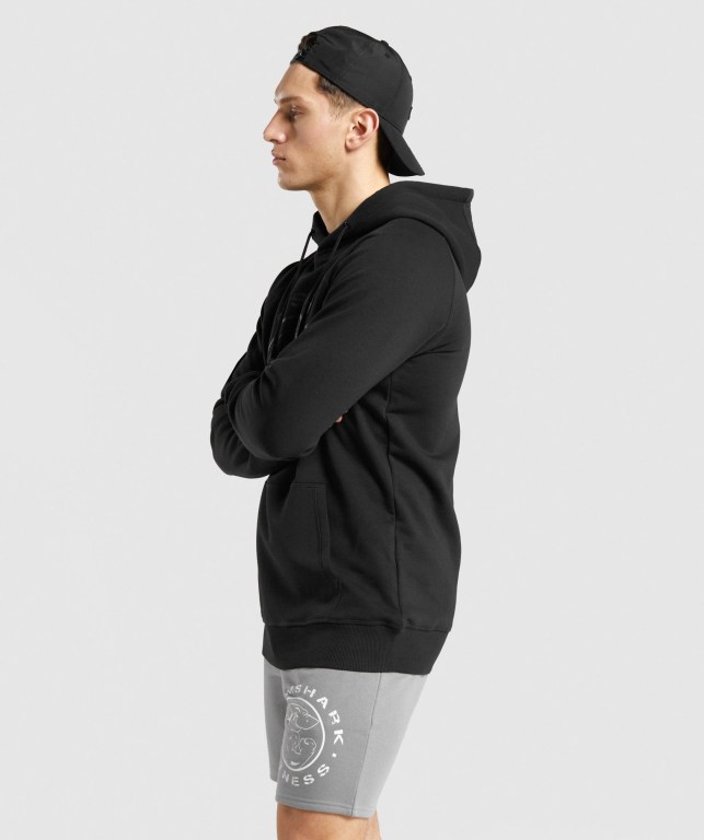 Gymshark Legacy Kapüşonlu Sweatshirt Erkek Siyah Siyah | 749-RPOSHN