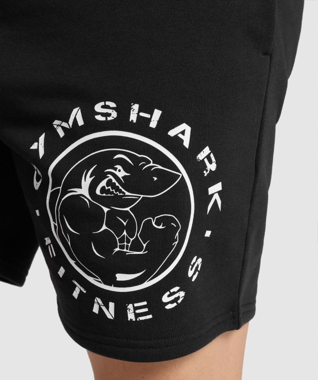 Gymshark Legacy Şort Erkek Siyah Beyaz | 647-GSMPEL