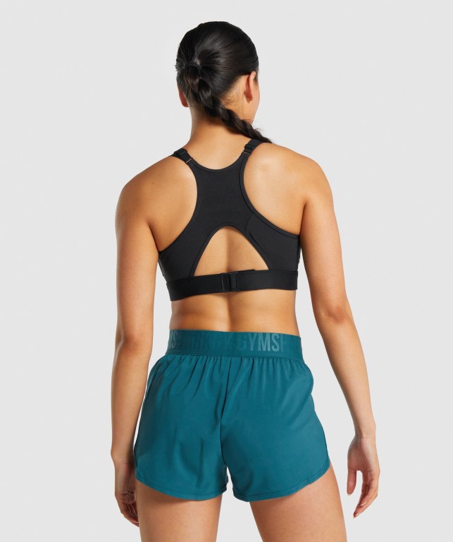 Gymshark Mesh Neckline Antrenman Spor Sütyeni Kadın Siyah | 109-NMUJLE