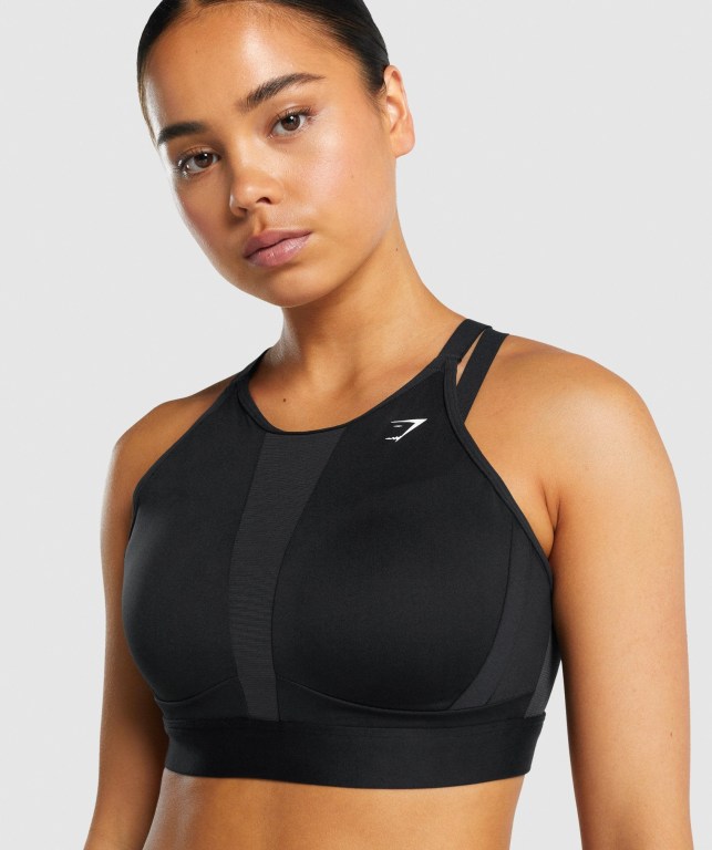 Gymshark Mesh Neckline Antrenman Spor Sütyeni Kadın Siyah | 109-NMUJLE