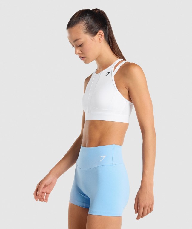 Gymshark Mesh Neckline Antrenman Spor Sütyeni Kadın Beyaz | 592-PZGHAU