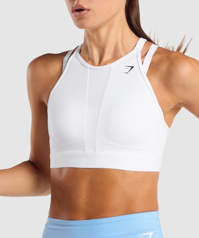 Gymshark Mesh Neckline Antrenman Spor Sütyeni Kadın Beyaz | 592-PZGHAU