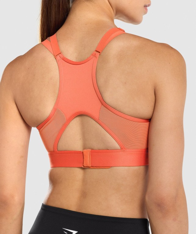 Gymshark Mesh Neckline Antrenman Spor Sütyeni Kadın Turuncu | 958-OSNDGU