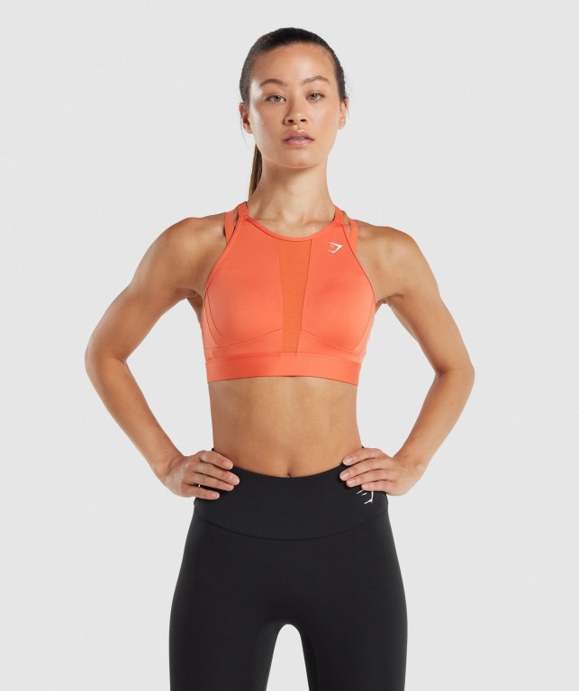 Gymshark Mesh Neckline Antrenman Spor Sütyeni Kadın Turuncu | 958-OSNDGU