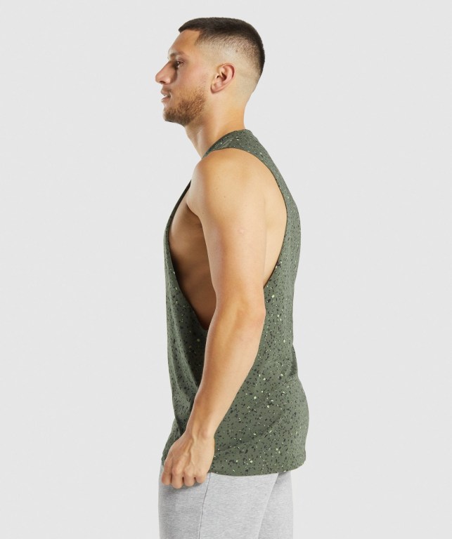 Gymshark Micro Print Drop Arm Atlet Erkek Yeşil | 129-FWAYXV