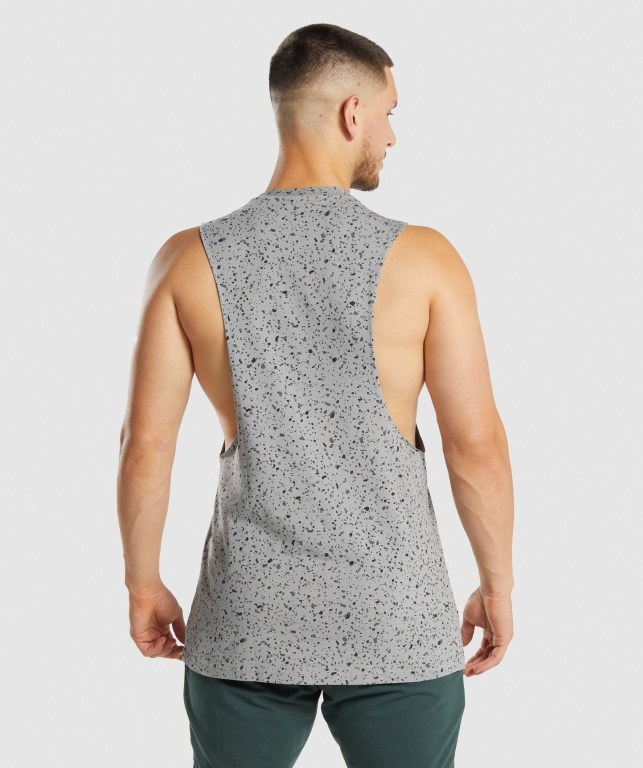 Gymshark Micro Print Drop Arm Atlet Erkek Gri | 621-TBHRIY