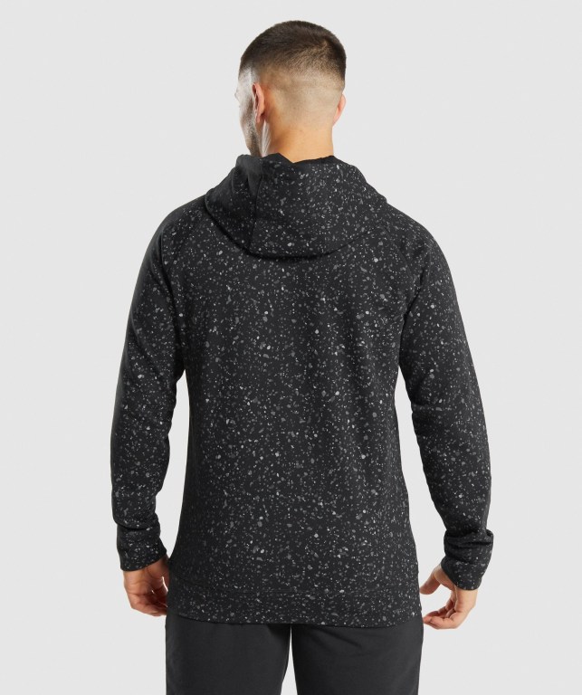 Gymshark Micro Print Kapüşonlu Sweatshirt Erkek Siyah | 460-YILBJS