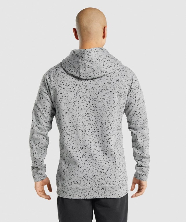 Gymshark Micro Print Kapüşonlu Sweatshirt Erkek Açık Gri | 483-TVBCHN