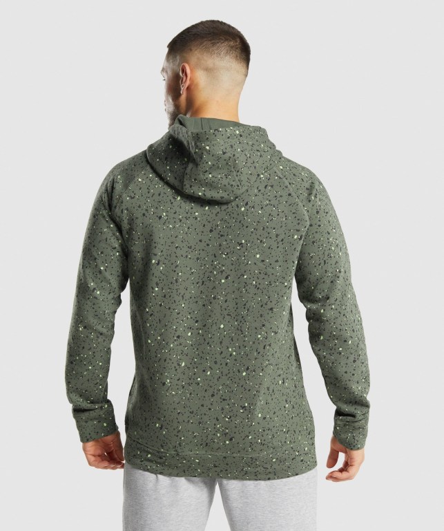 Gymshark Micro Print Kapüşonlu Sweatshirt Erkek Yeşil | 940-JCSQAY