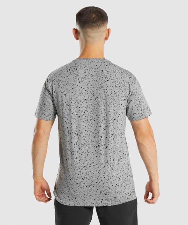 Gymshark Micro Print Tişört Erkek Açık Gri | 759-KNCJYL