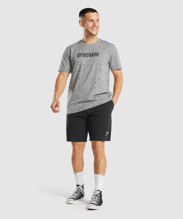 Gymshark Micro Print Tişört Erkek Açık Gri | 759-KNCJYL