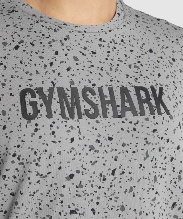 Gymshark Micro Print Tişört Erkek Açık Gri | 759-KNCJYL