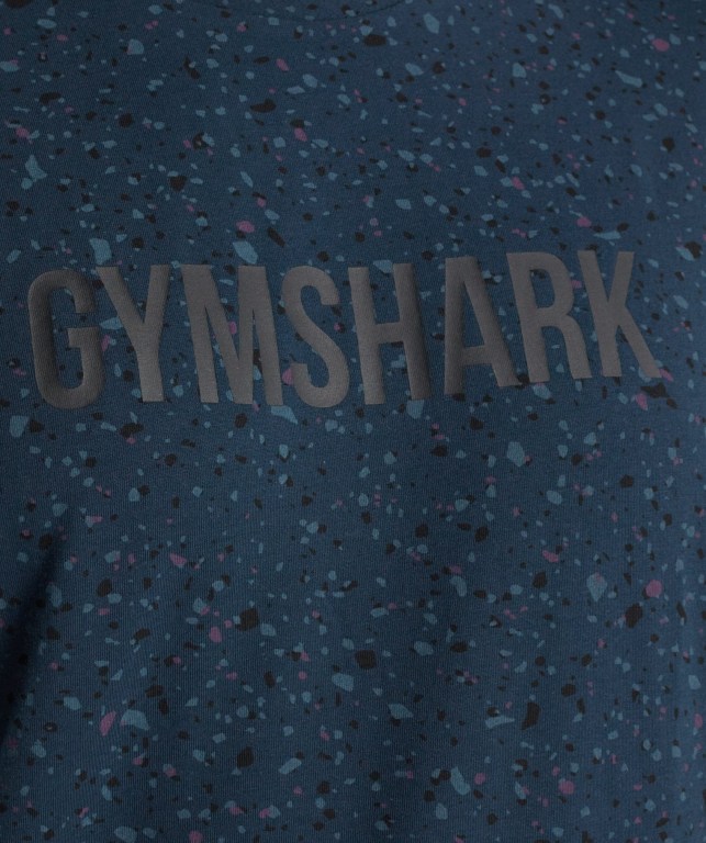 Gymshark Micro Print Tişört Erkek Lacivert | 579-TXNVSD