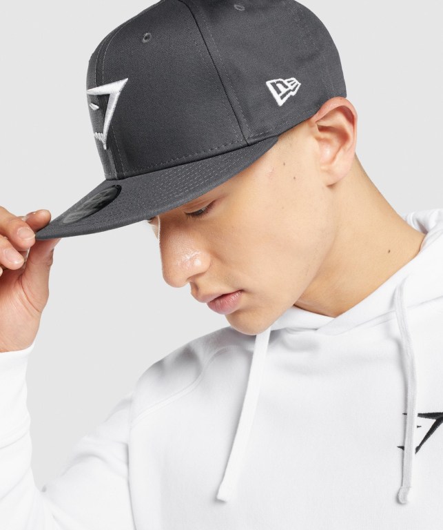 Gymshark New Era 9Fifty Snapback Saç Bandı Erkek Gri Beyaz | 437-FGKEOB