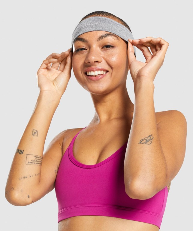 Gymshark New Era Headband Saç Bandı Erkek Açık Gri | 412-FXGZNE