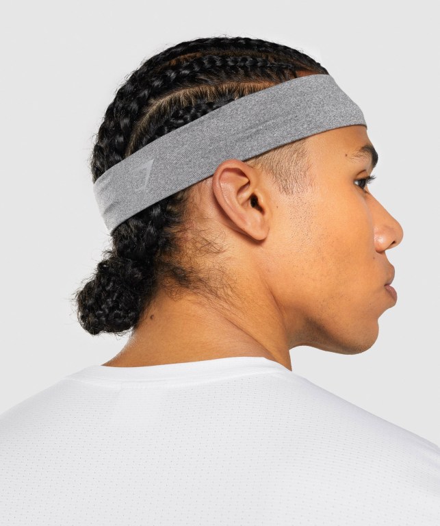 Gymshark New Era Headband Saç Bandı Erkek Açık Gri | 412-FXGZNE