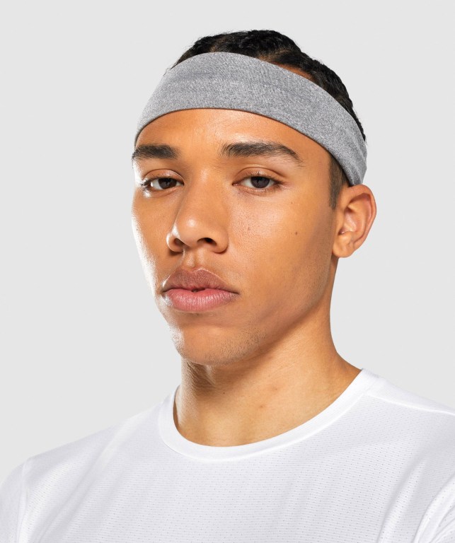 Gymshark New Era Headband Saç Bandı Erkek Açık Gri | 412-FXGZNE