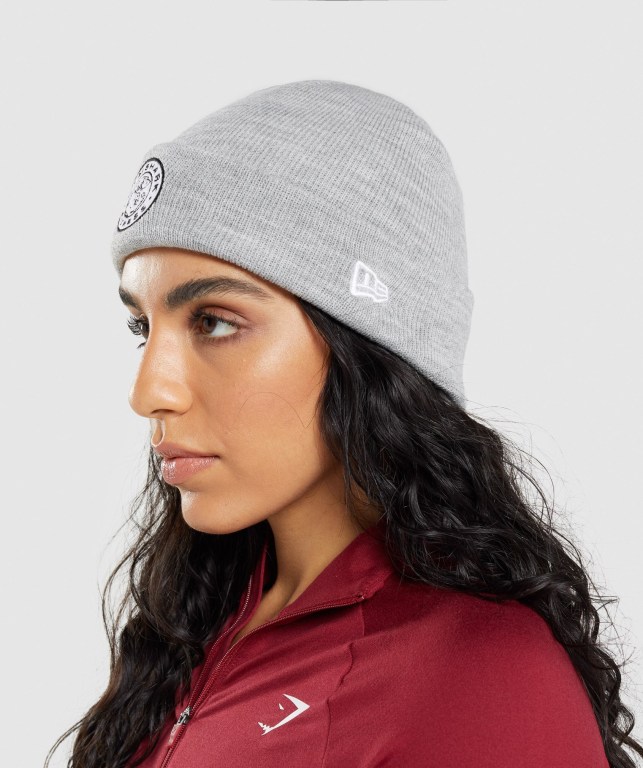 Gymshark New Era Legacy Cuff Knit Saç Bandı Kadın Gri | 186-DEIOXR