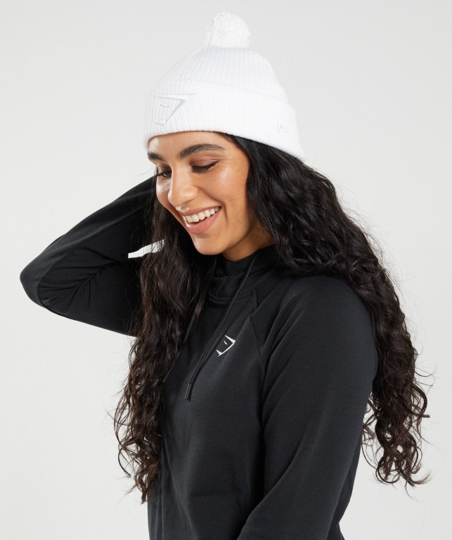 Gymshark New Era Mini Pom Saç Bandı Erkek Beyaz | 714-ZJDWTO