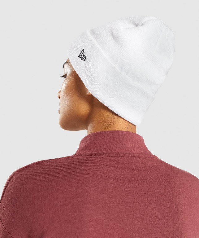 Gymshark New Era Sharkhead Cuff Knit Saç Bandı Erkek Beyaz | 361-ONJQGS