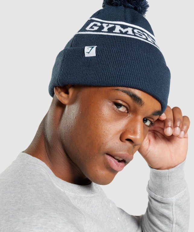 Gymshark New Era Tab Beanie Saç Bandı Erkek Mavi | 367-WTSKFH