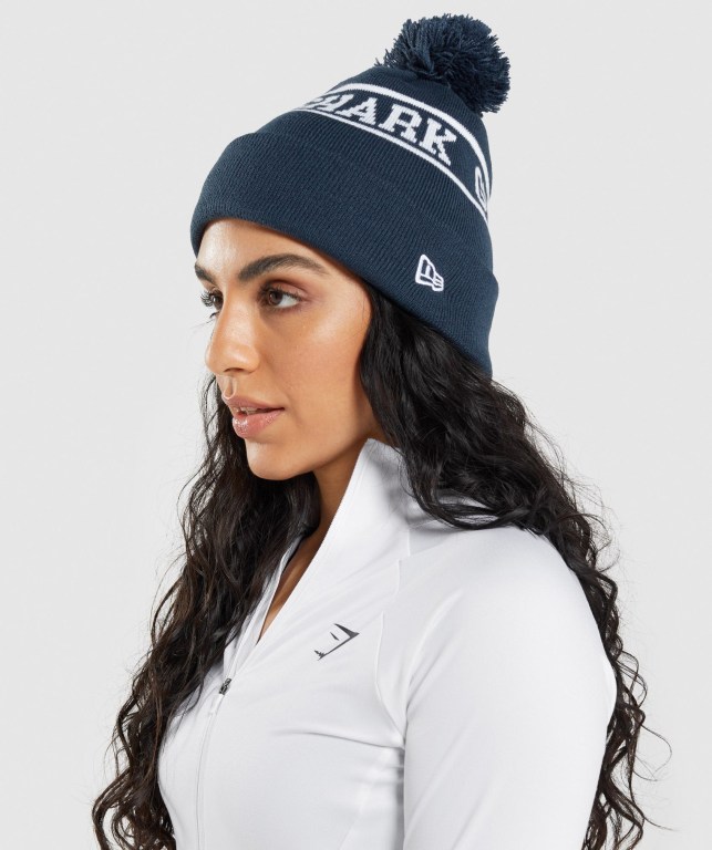 Gymshark New Era Tab Beanie Saç Bandı Erkek Mavi | 367-WTSKFH