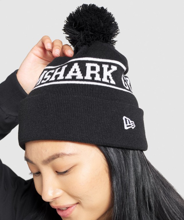 Gymshark New Era Tab Beanie Saç Bandı Erkek Siyah | 496-UXYWNJ